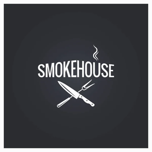 Smokehouse cocina logo diseño fondo — Vector de stock