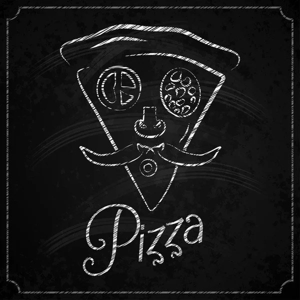 Pizza etykieta chalkboard koncepcja — Wektor stockowy