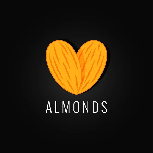 Almonds organic logo design background — Stock Vector