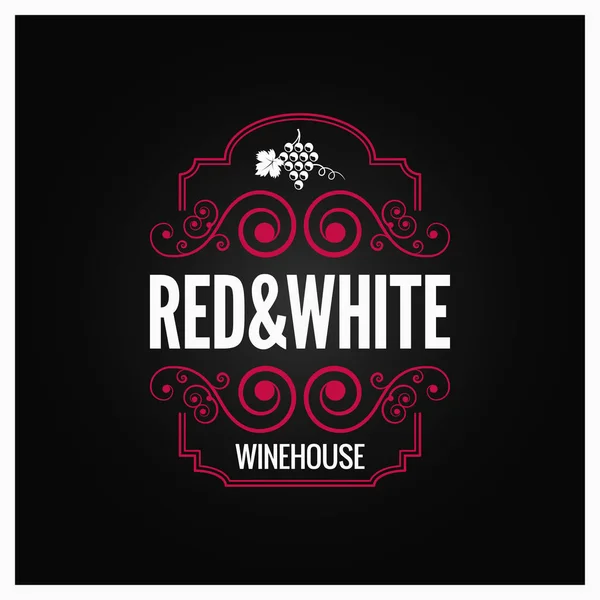 Logo del vino etiqueta roja y blanca diseño de fondo — Archivo Imágenes Vectoriales