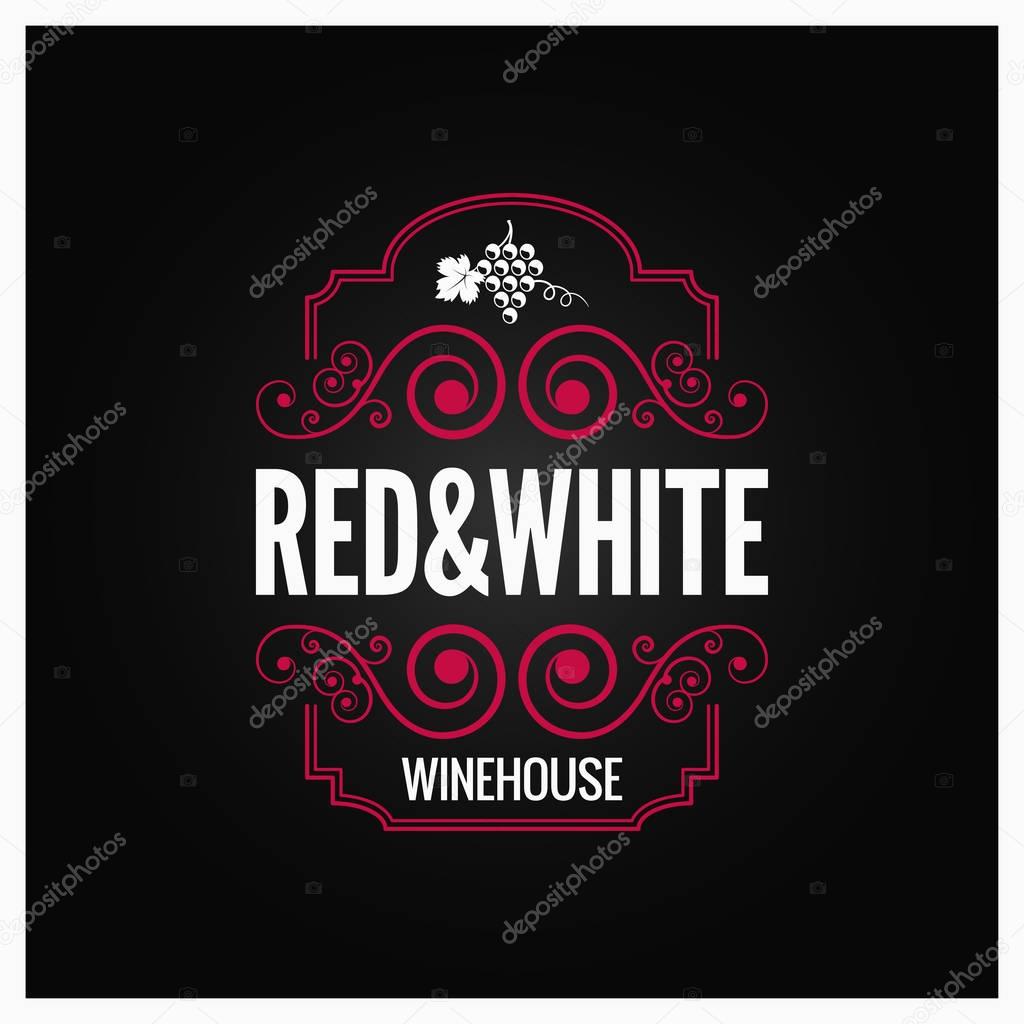 Wine logo red and white label design background 10 eps