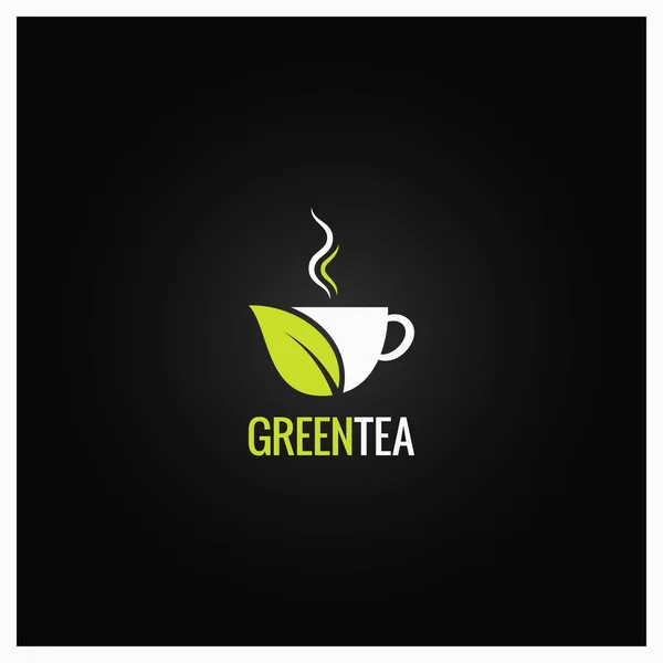 Desain konsep cangkir teh. Latar belakang teh organik hijau - Stok Vektor