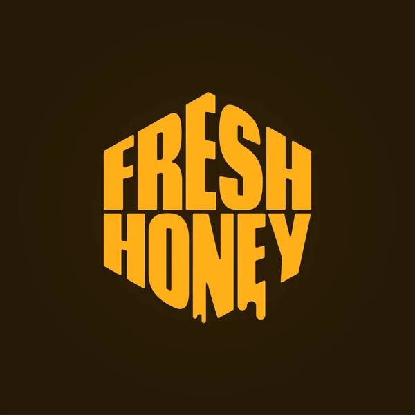 Design de logotipo de mel. Mel fresco comp lettering fundo . — Vetor de Stock