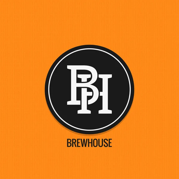 Brew design logotipo da casa. Conceito de rótulo de cerveja. B e H letras fundo vetorial — Vetor de Stock