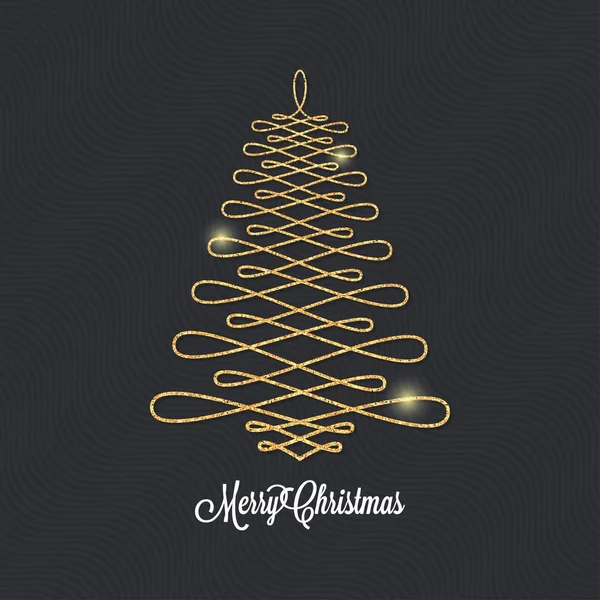 Vánoční stromeček zlatý design na černém pozadí — Stockový vektor