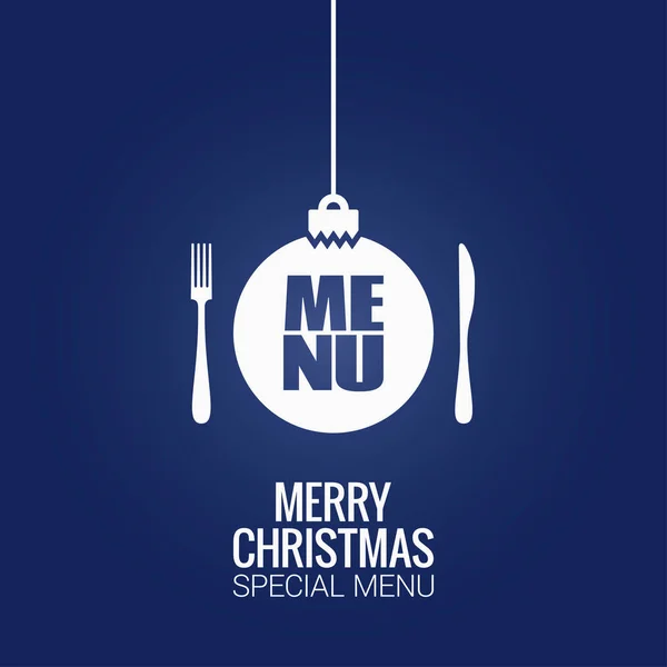 Christmas menu with christmas ball, fork and knife design background — Stock Vector