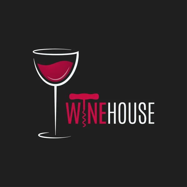 Logo en verre de vin design. Maison de vin rouge et blanc concept fond — Image vectorielle