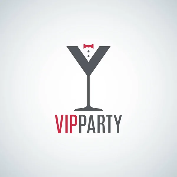 Logo de cristal de fiesta de cóctel. Vip partido de fondo de diseño — Vector de stock