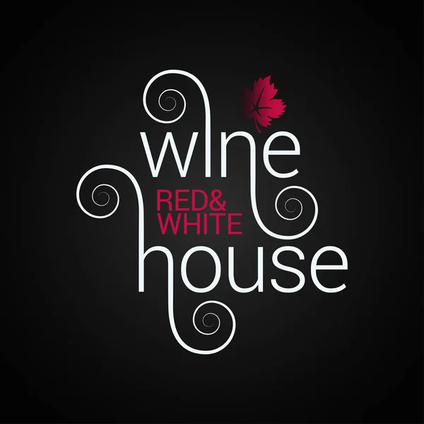 Wine logo design. red and white wine label on black background. — Stock Vector