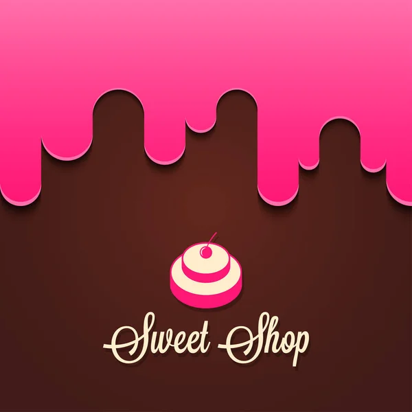 Cupcake με μούρα παφλασμό. φόντο με σχέδιο λογότυπο γλυκό κατάστημα — Διανυσματικό Αρχείο