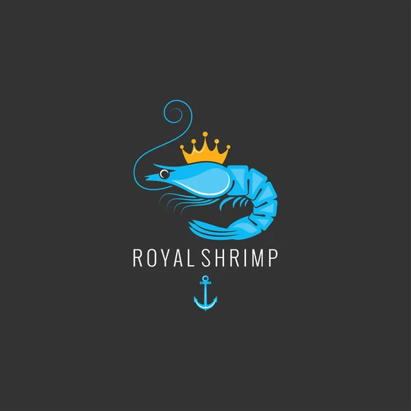 Shrimp-Logo auf schwarzem Hintergrund — Stockvektor