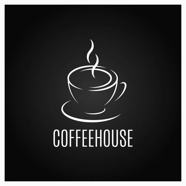 Café tasse logo design sur fond noir — Image vectorielle