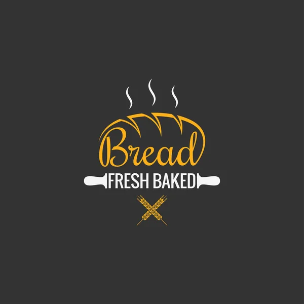 面包标志设计。黑色背景下的烘焙招牌 — 图库矢量图片