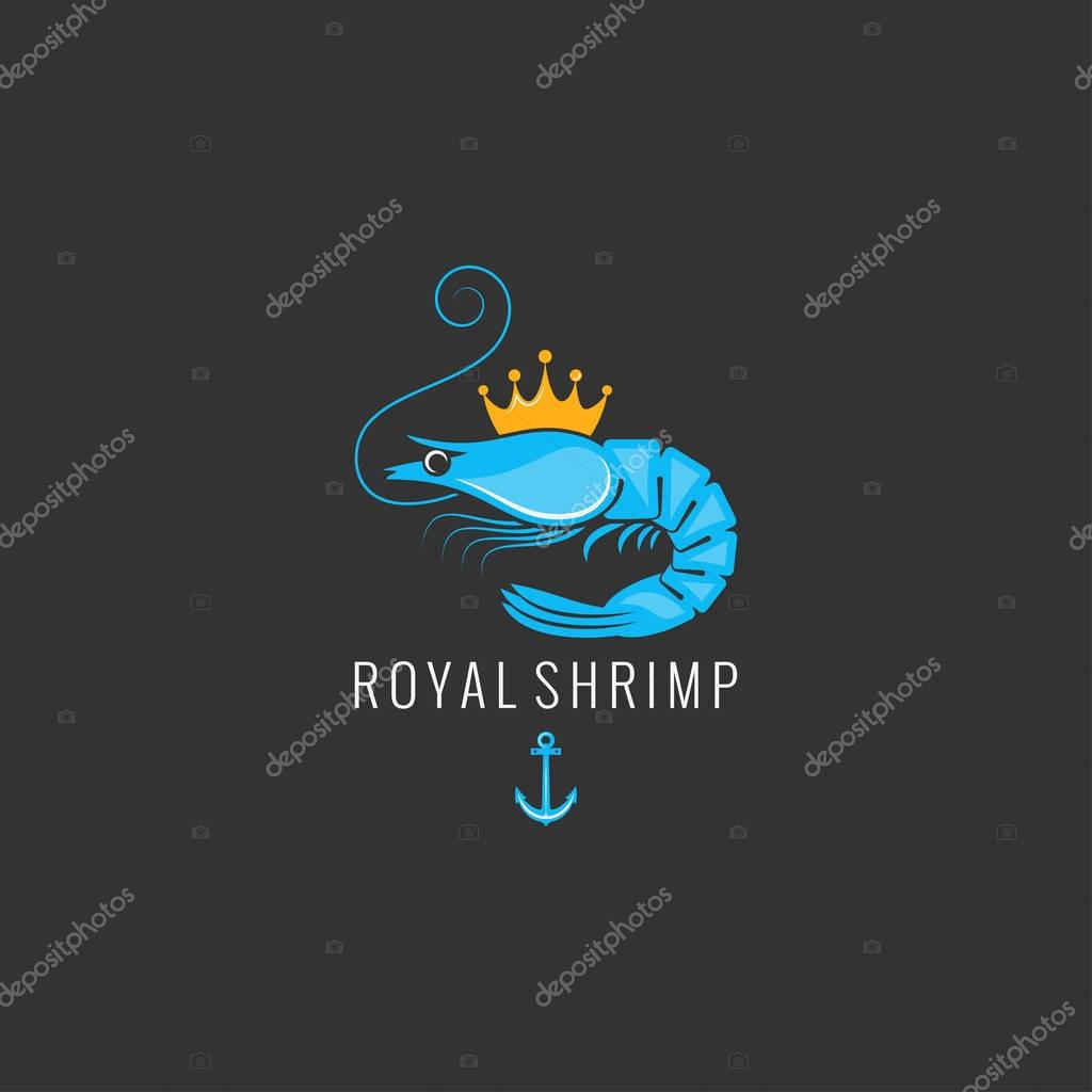 Shrimp logo on black background 10 eps