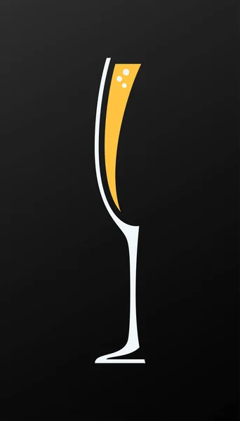 Champagne glass logo on black background — Stock Vector