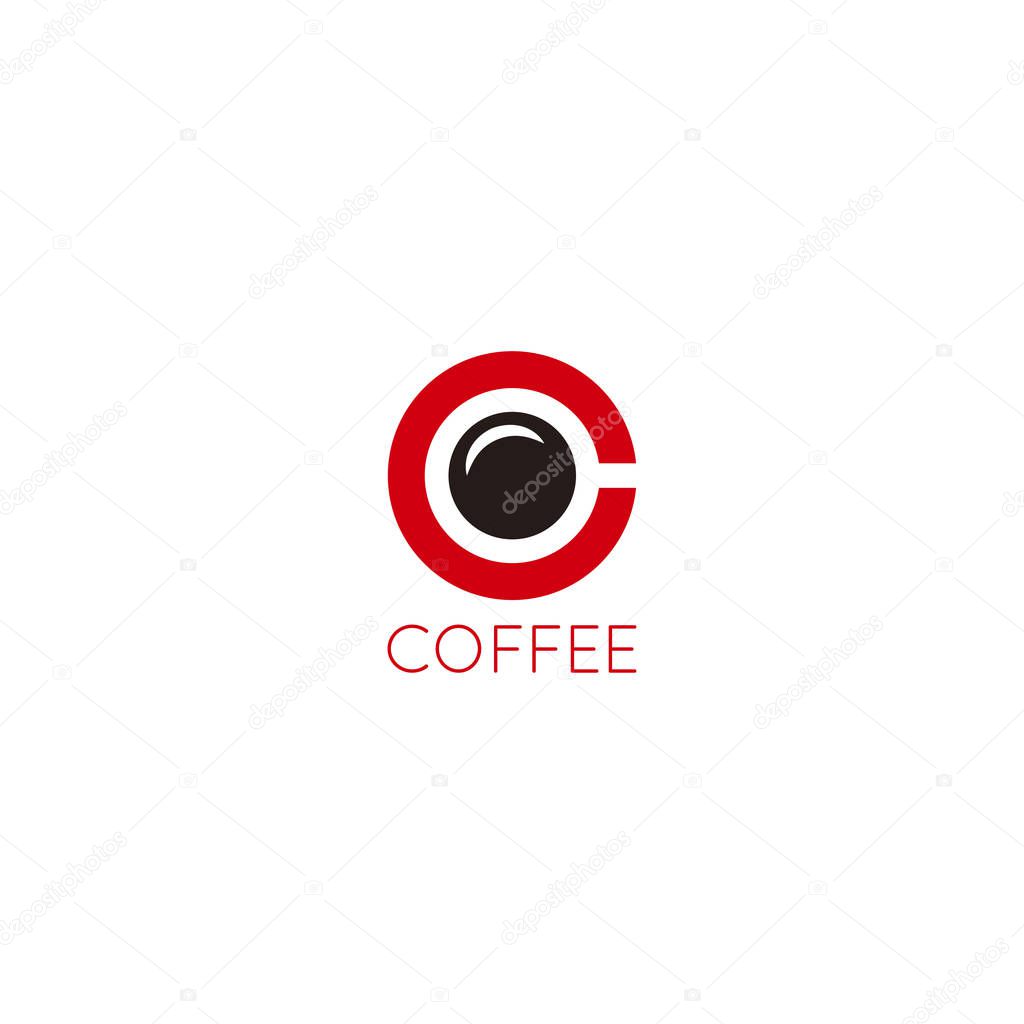 Coffee cup logo design. Letter C coffee concept on white background.