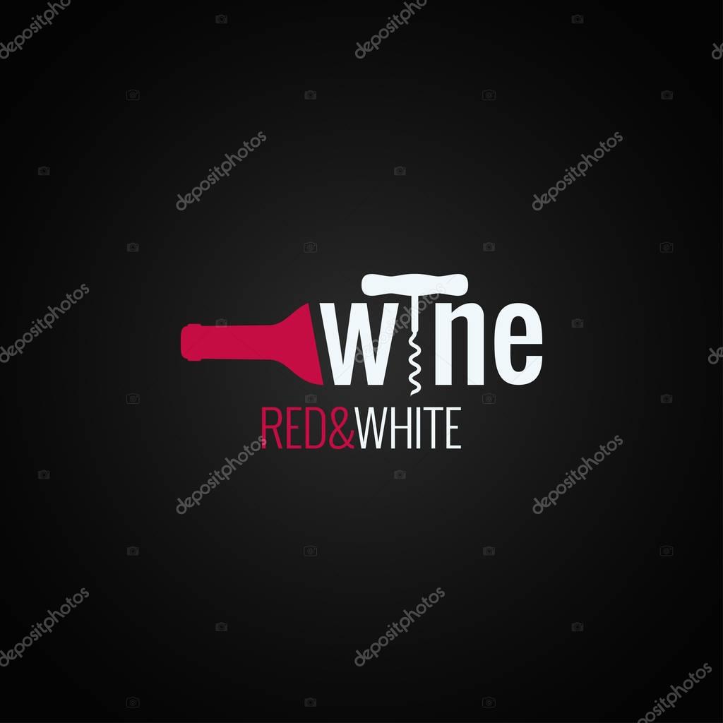 Wine bottle logo on black background 10 eps