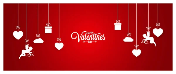 Valentinstag rotes Banner auf weißem Hintergrund — Stockvektor