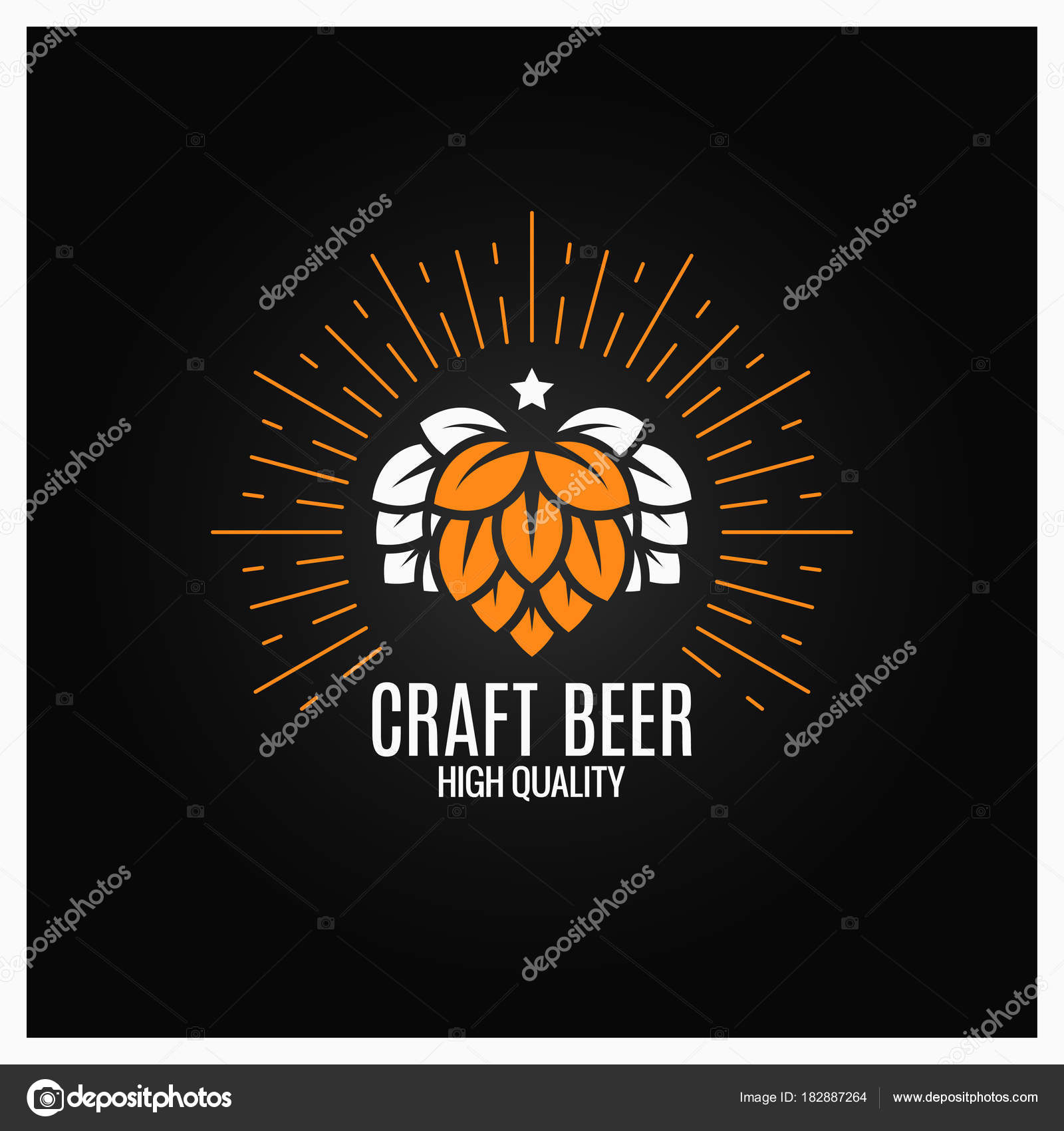 logo de lúpulo de cerveza sobre fondo negro — Archivo ...
