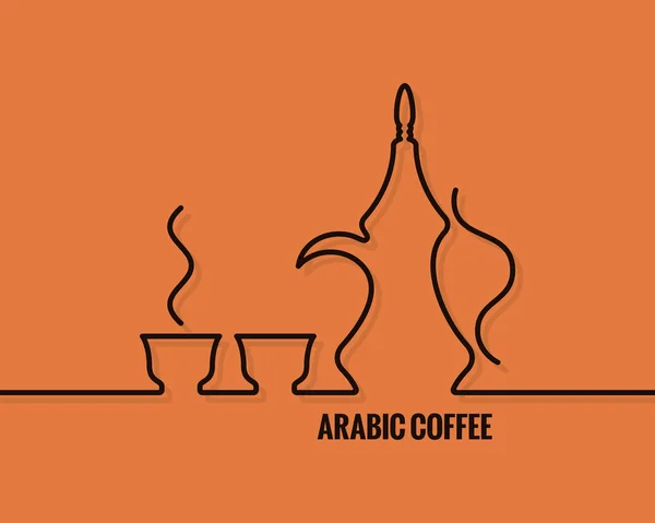 阿拉伯咖啡徽标。线概念设计背景 — 图库矢量图片