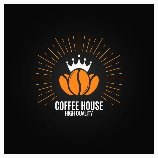 Kávová zrna logo na černém pozadí — Stockový vektor