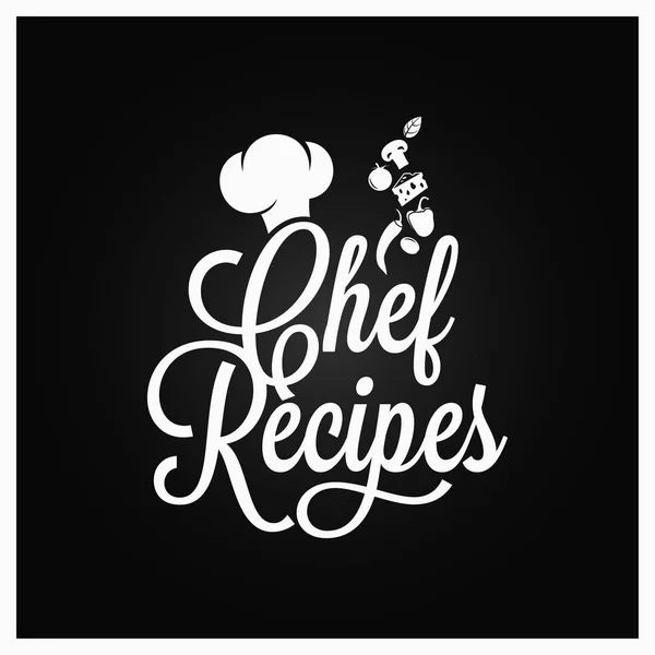 Chef recipes vintage lettering. Recipe book logo on dark background — Stock Vector