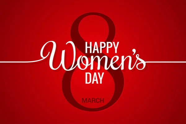 8 Μαρτίου πανό. Γυναικών μέρα γραμμή σε κόκκινο φόντο — Διανυσματικό Αρχείο