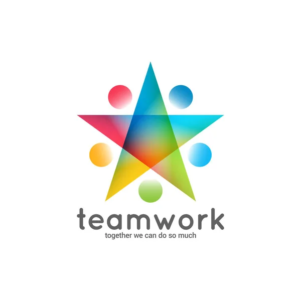 Teamwork logo business star concept on white background — Stock Vector