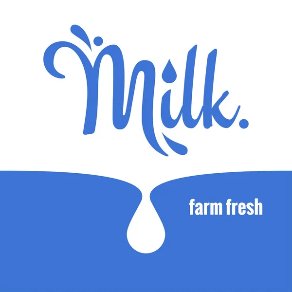 Mleko splash logo napis tło — Wektor stockowy