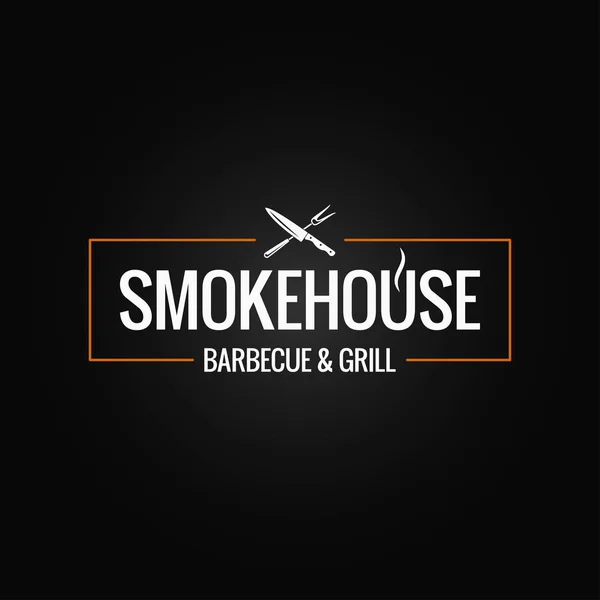 Smokehouse projektowanie logo na czarnym tle — Wektor stockowy