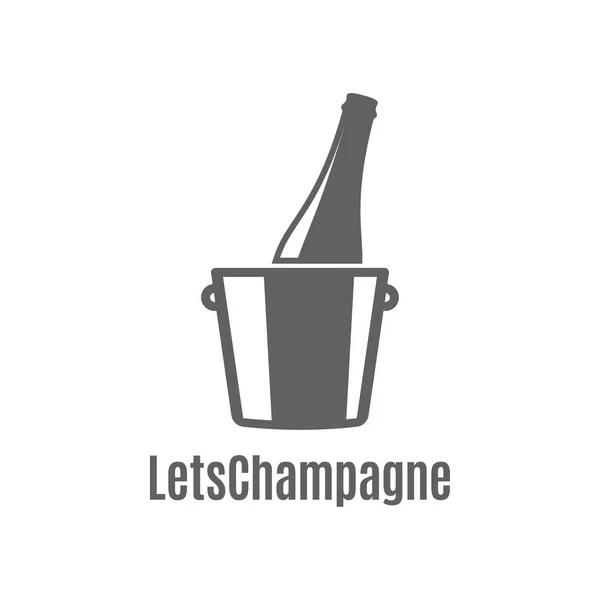 Champagne bottle in an ice bucket icon on white background — Stock Vector