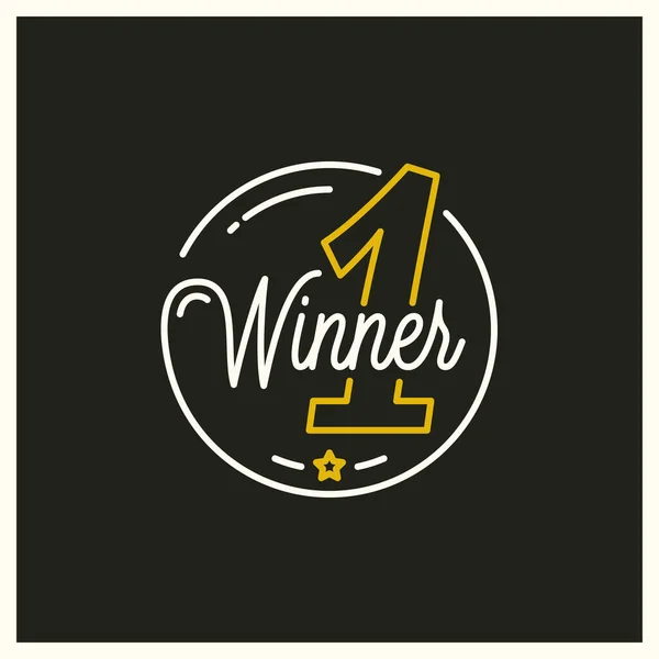 Logo vítěze. Kulaté lineární číslo vítěze — Stockový vektor
