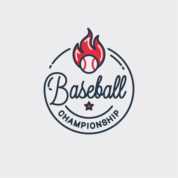 Logo del campionato di baseball. Rotondo lineare di palla — Vettoriale Stock