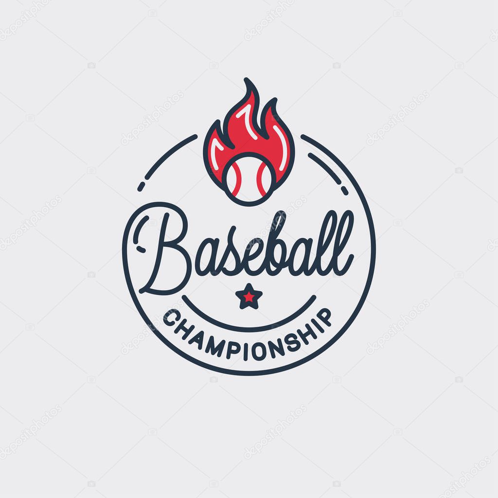 Baseball championship logo. Round linear of ball
