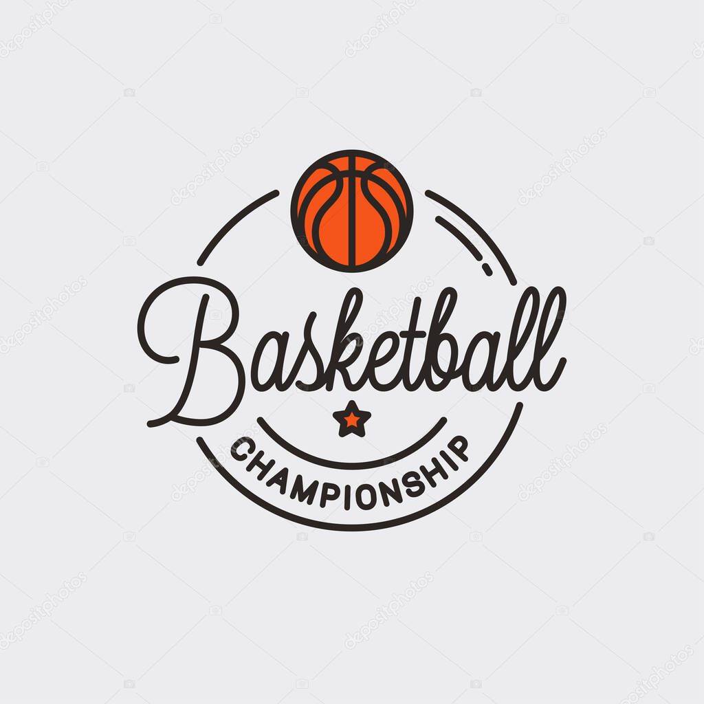 Basketball championship logo. Round linear of ball