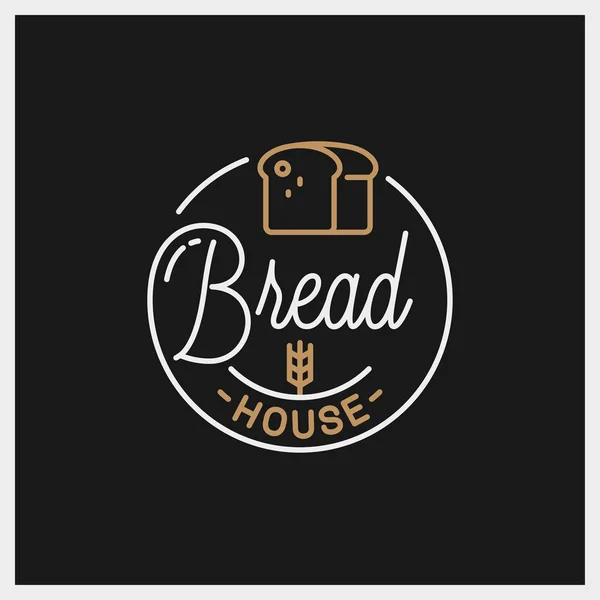 Bread shop logo. Round linear of bread house — Stock Vector