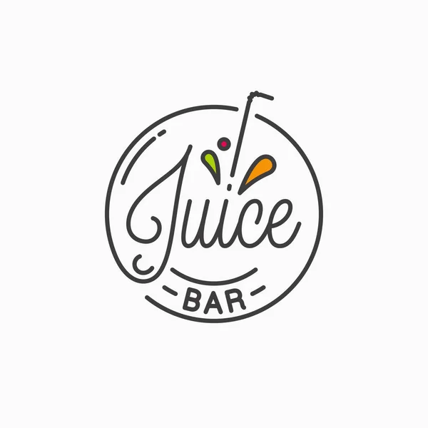 Juice bar logotyp. Rund linjär logotyp för saftstänk — Stock vektor
