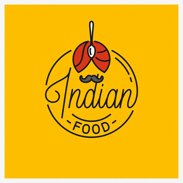 Indische Lebensmittel-Logo. runde Lineare des indischen Turbans — Stockvektor