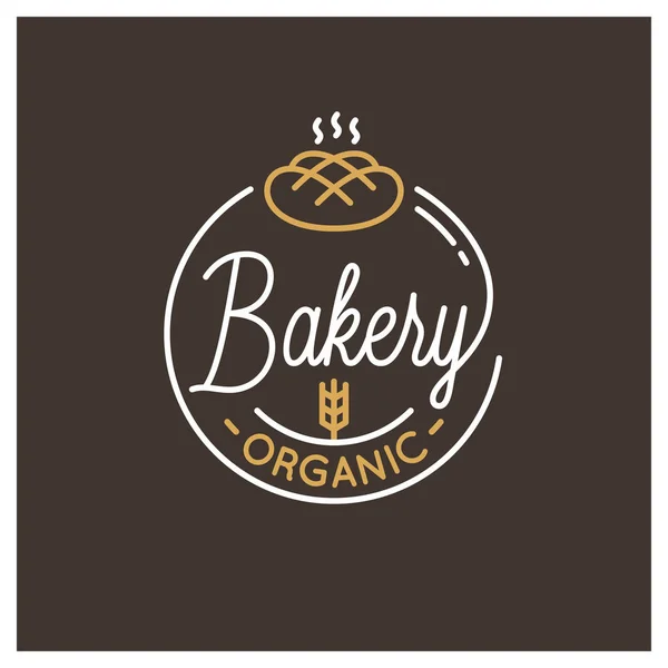 Bakery shop logo. Round linear logo of bread dark — Stock Vector