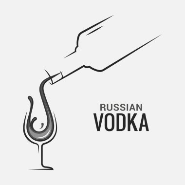 Camlı votka şişesi. Votka shot sıçrama logosu