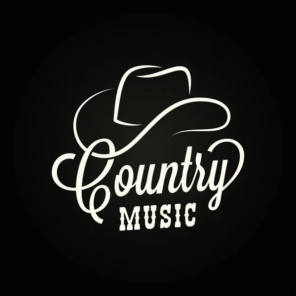 Panneau de musique country. Chapeau de cow-boy avec musique country — Image vectorielle