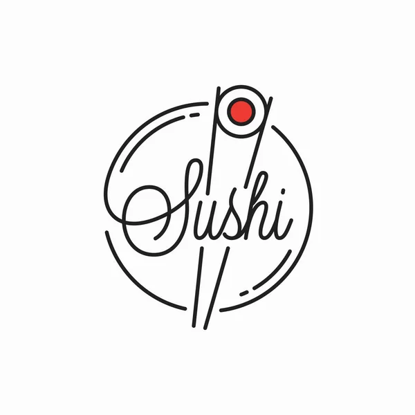 Sushi roll logo. Round linear of sushi chopstick — 스톡 벡터
