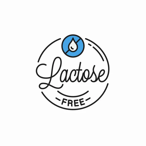 Laktozsuz logo. Laktozun yuvarlak doğrusal logosu — Stok Vektör