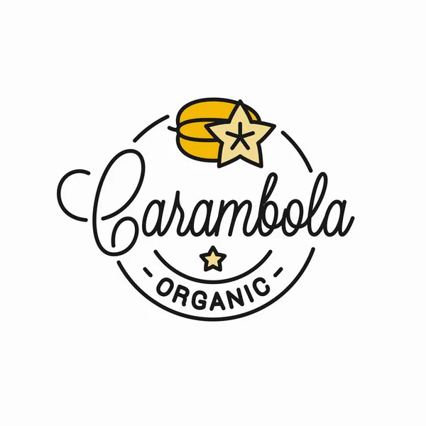 Carambola fruit logo. Round linear of carambola — 스톡 벡터