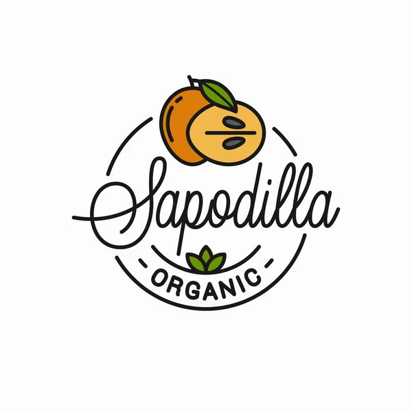 Logo ovoce Sapodilla. Kulatý lineární řez — Stockový vektor