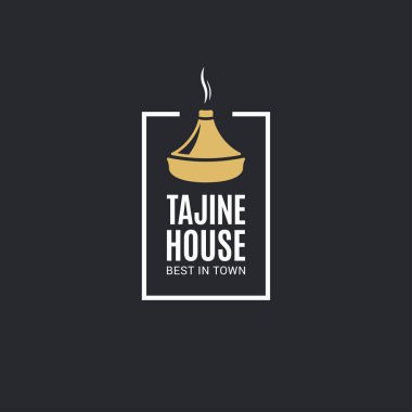 Siyah arka planda Tajine evi veya tagine logosu