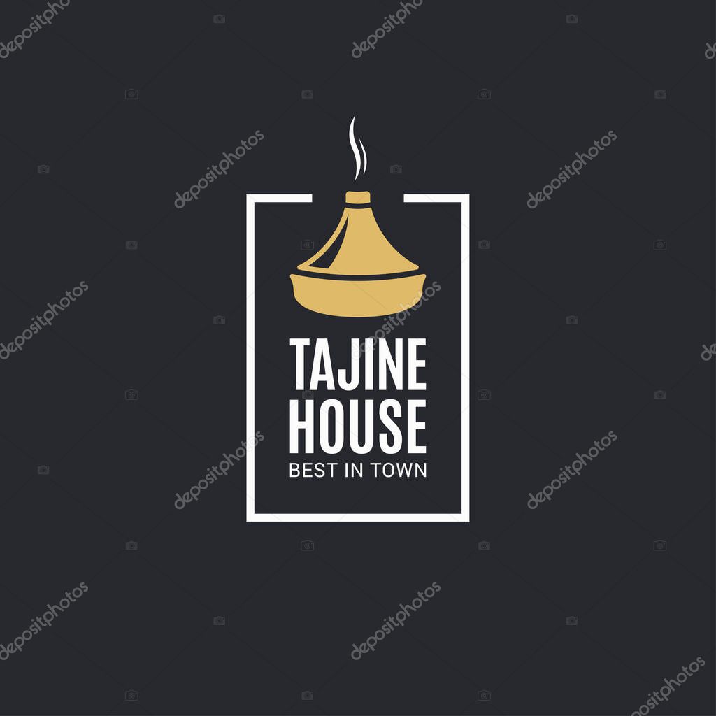 Tajine or tagine logo on black background 8 eps