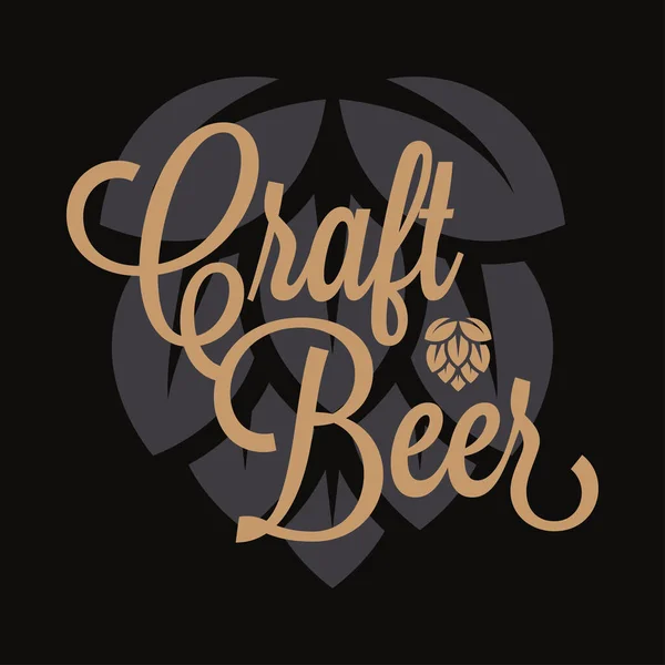 Craft beer logo. Beer hop lettering on black — Stock Vector