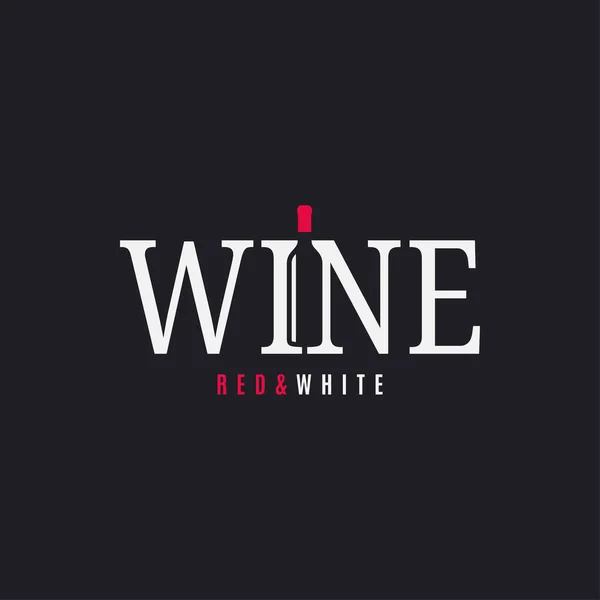 Logo de vino con botella de vino sobre fondo negro — Vector de stock