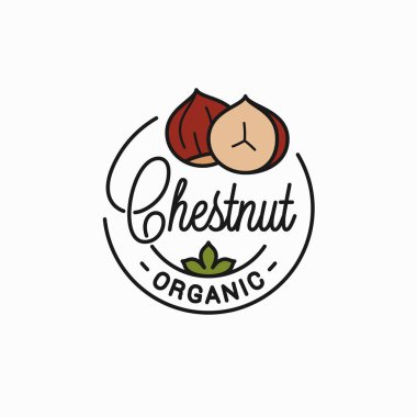 Kestane fıstığı logosu. Kestanenin yuvarlak doğrusal